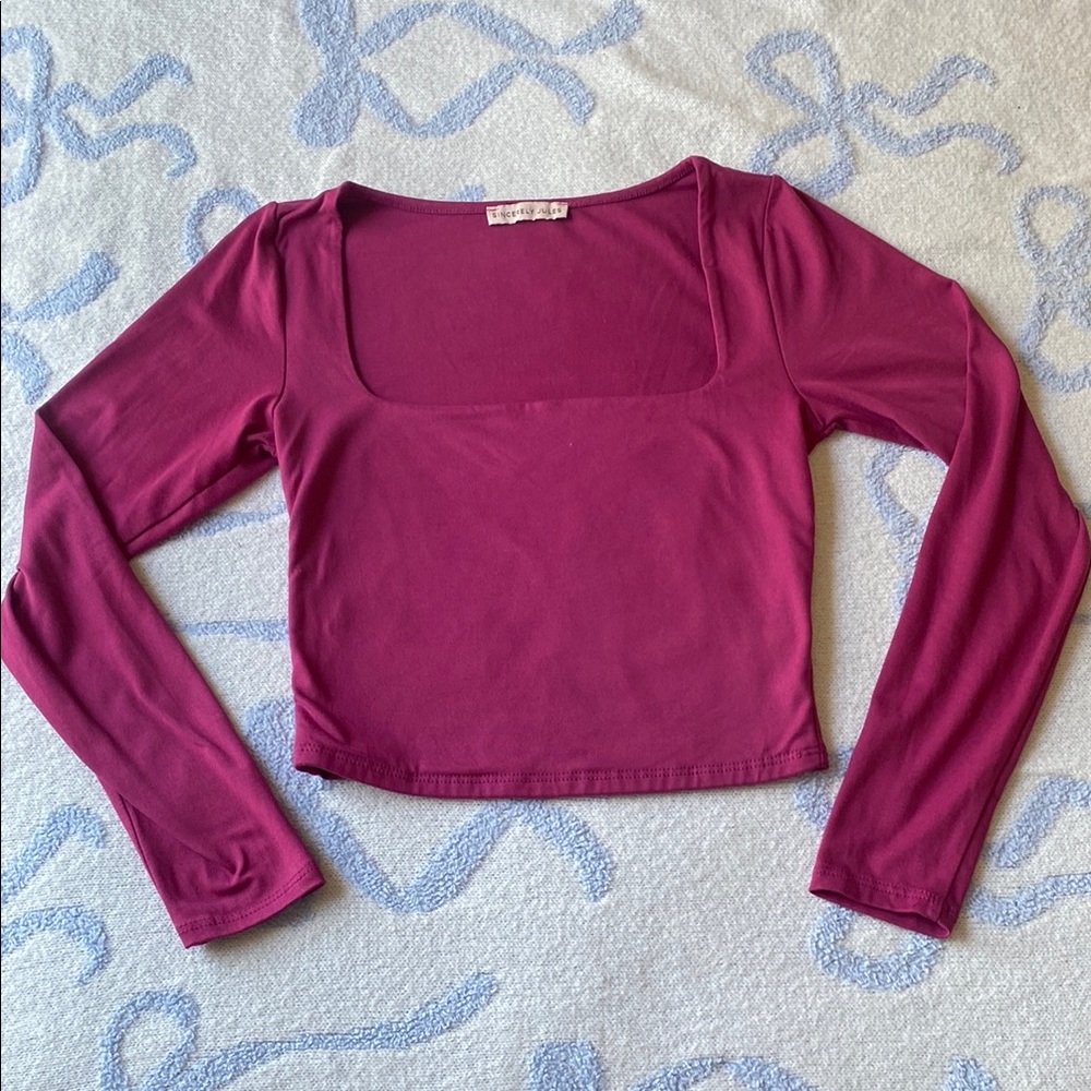 Sincerely Jules Magenta Long Sleeve Fitted Top